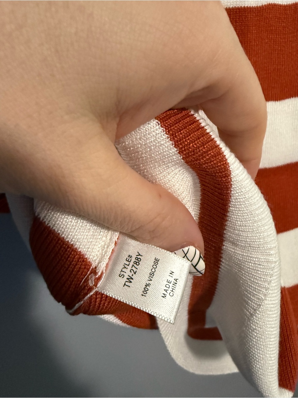 Zenana Striped Rust and White Cap Sleeve Viscose Top - Picture 4 of 4